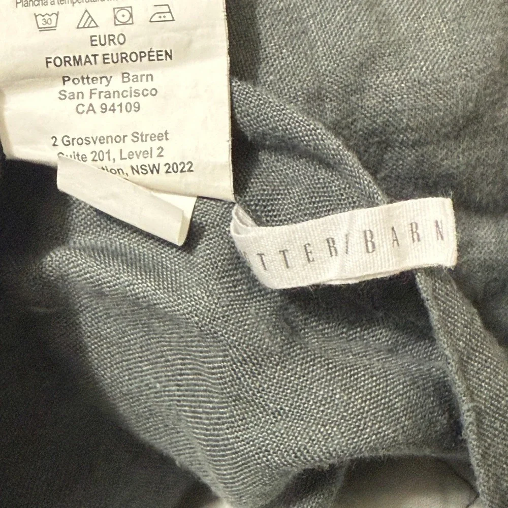 Pottery Barn Belgian Flax Linen Diamond Quilt King Cal King Charcoal Gray